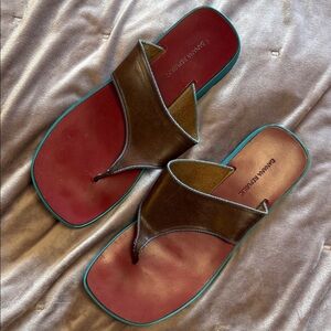 Banana Republic Red, Brown, and Teal Leather Sandals